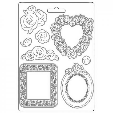 Молд пластиковый Frames & Roses из коллекции Rose Parfum, формат А4, Stamperia 
