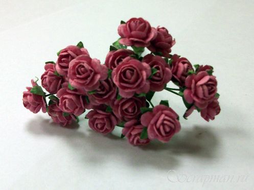 Открытая роза, 1см., цвет темно-розовый