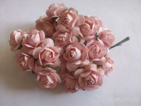 Роза открытая, цвет "Светло-розовый", 2,5см