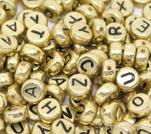 Набор бусин-разделителей "Алфавит A-Z" золотой, 500 штук