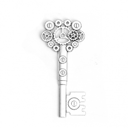 Металлический большой ключ Стимпанк, серебро