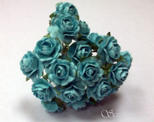 Открытая роза, цвет голубой, 1,5см.