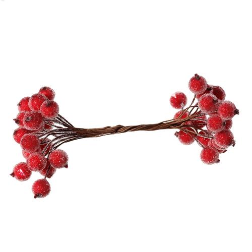 Декоративные ягодки в обсыпке, цвет красный