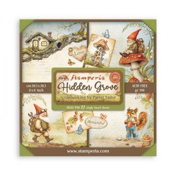 Набор бумаги 20*20см "HIDDEN GROVE" 22 листа + бонус от Stamperia 