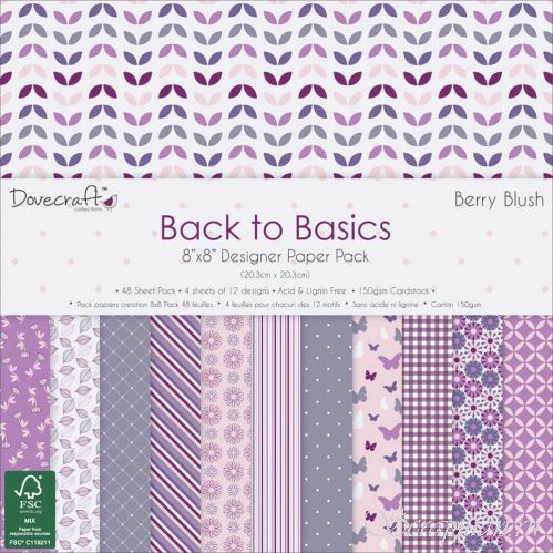 Набор бумаги "Back To Basics Berry Blush" 12 листов