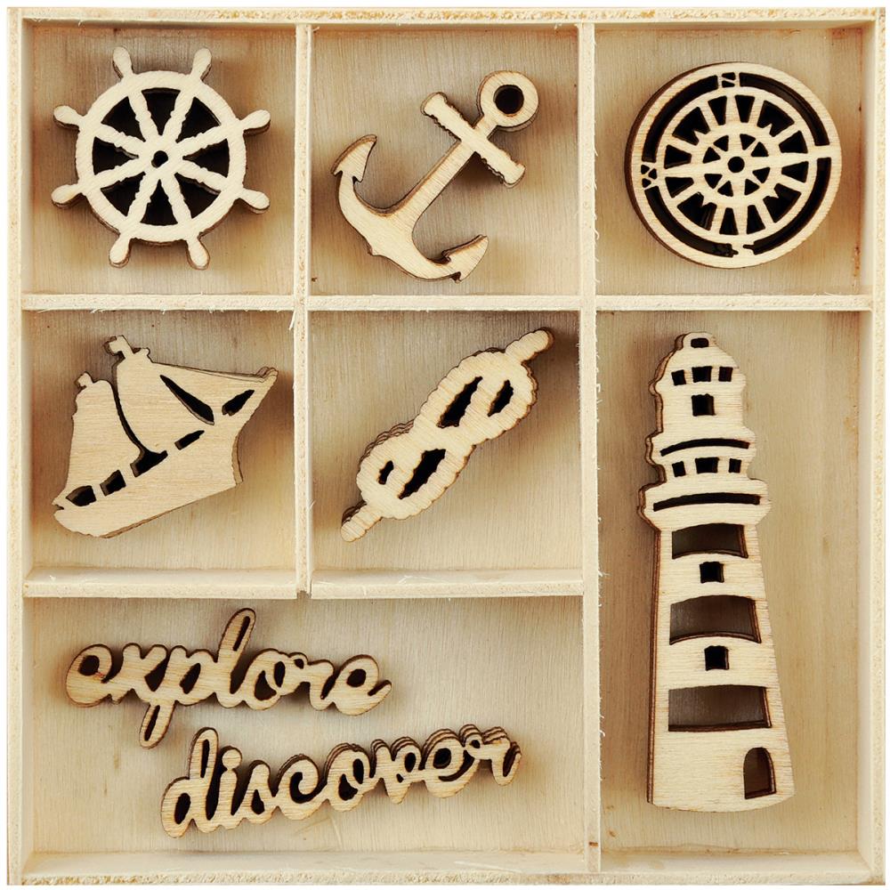 Набор деревянных украшений "Nautical" 7 штук от KaiserCraft