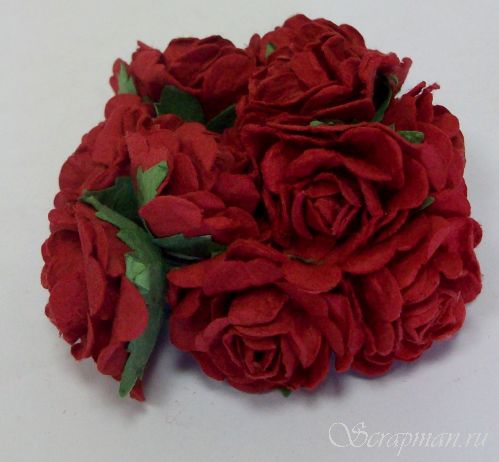 Роза открытая, цвет "Красный", 3см