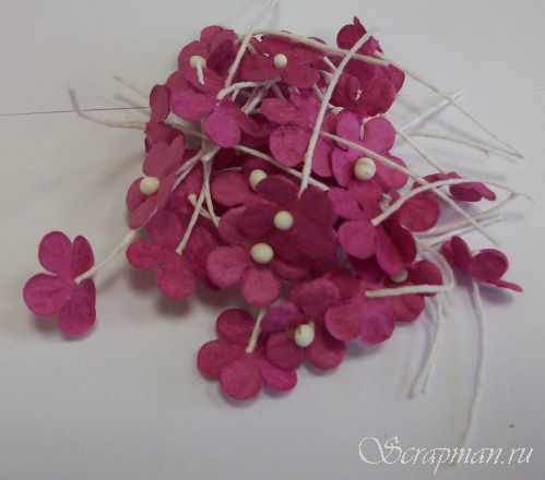 Декоративные цветочки на нитке, цвет "Малиновый", 1см от магазина ScrapMan.ru