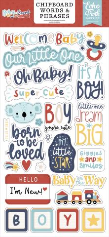 Набор чипборда Фразы из коллекции Новорожденный мальчик "Baby on Board Boy"