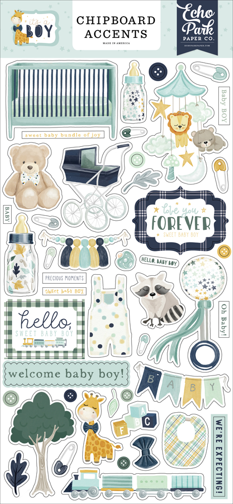 Hello Baby Boy Scrapbook Layout - Echo Park Paper