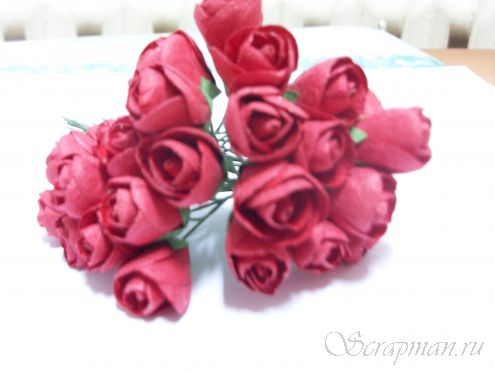 Бутоны роз, полуоткрытые, цвет "Красный", 1см от магазина ScrapMan.ru