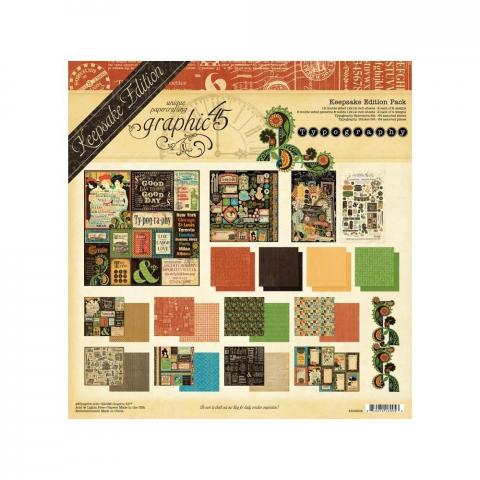 Большой набор из коллекции Типография "Typography" 30*30см 24 листа + стикеры + высечки