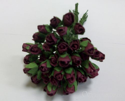 Закрытые бутоны роз, цвет "Бургундский", 0,8см
