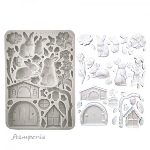 Молд силиконовый Rabbit and Flowers Stamperia 