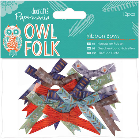 Набор бантиков 12 штук Owl Folk от Papermania
