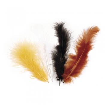 Набор декоративных перьев, пушистые, оттенки коричневого.