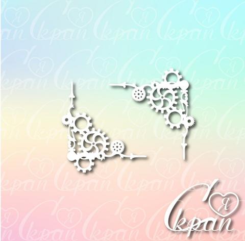 Чипборд Уголки - шестеренки маленькие ( 5,5х5,9 см)