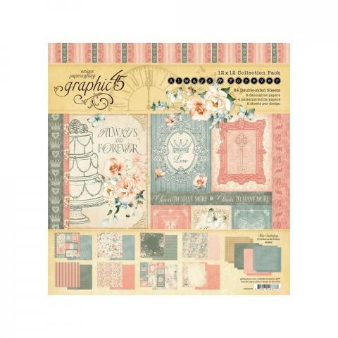 Набор бумаги 30*30см из коллекции Всегда и навеки "Always and Forever" 12 листов