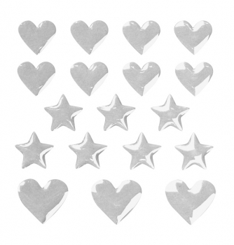 Набор объемных наклеек "Сердца+звёзды"