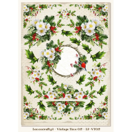 Лист с картинками для вырезания Vintage time 012 из коллекции "Christmas Carols"