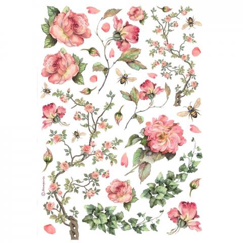 Бумага рисовая для декупажа А4 "Roses and ivy" от STAMPERIA