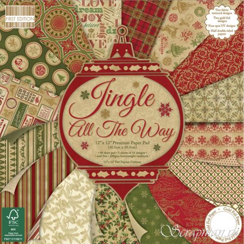 Набор бумаги "Jingle All The Way" 16 листов