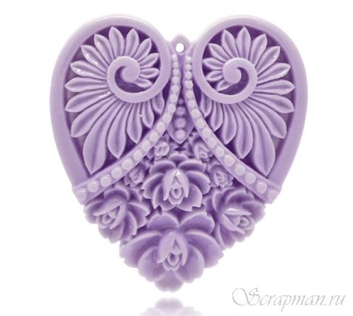 Подвеска из смолы "Цветочное сердце" фиолетовое
