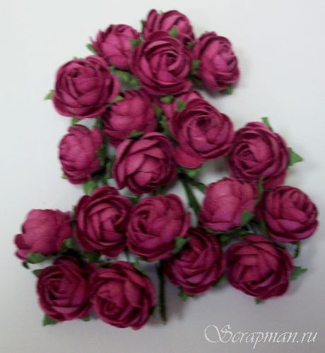 Роза кустовая, цвет "Малиновый", 2,5см от магазина ScrapMan.ru