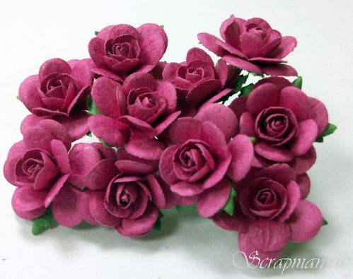 Роза 2,5см., цвет малиновый от магазина ScrapMan.ru