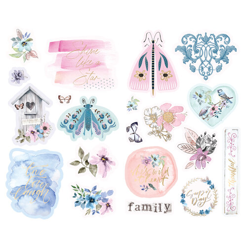 Набор чипборда с фольгированием из коллекции "Watercolor Floral"