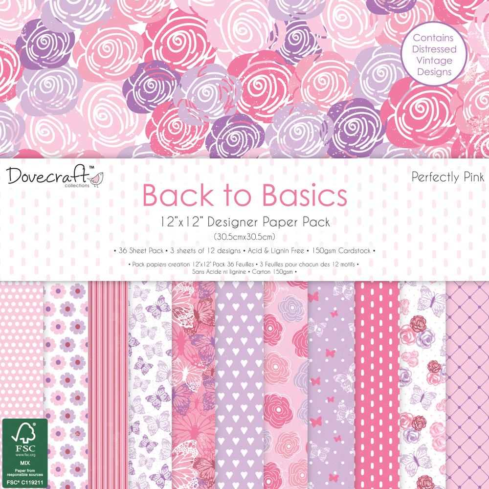 Набор бумаги "Back To Basics Perfectly Pink" 12 листов