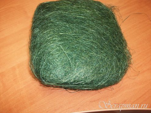 Сизаль натуральная, цвет зеленый малахит, 50-70гр