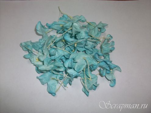Цветы бумажные, 4х лепестковые, цвет "Голубой", 3,2см от магазина ScrapMan.ru