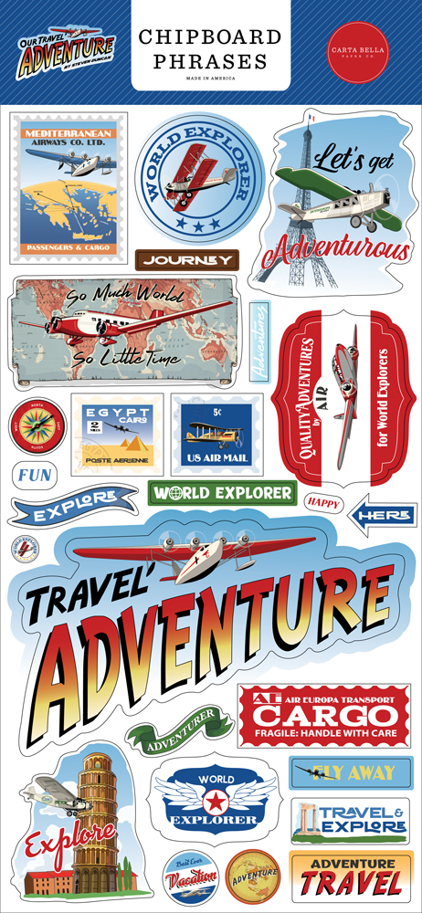 Набор чипборда Фразы из коллекции Наше приключение "Our Travel Adventure"