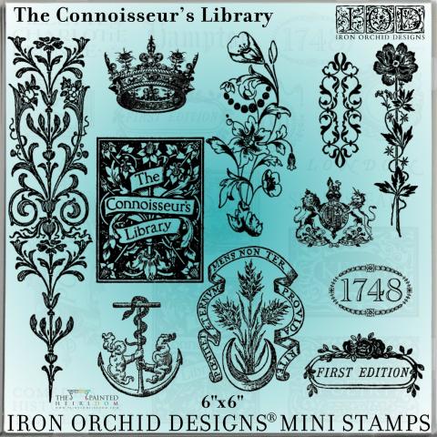 Набор штампов Библиотечные этикетки "THE CONNOISSEUR'S LIBRARY LABELS" IOD 