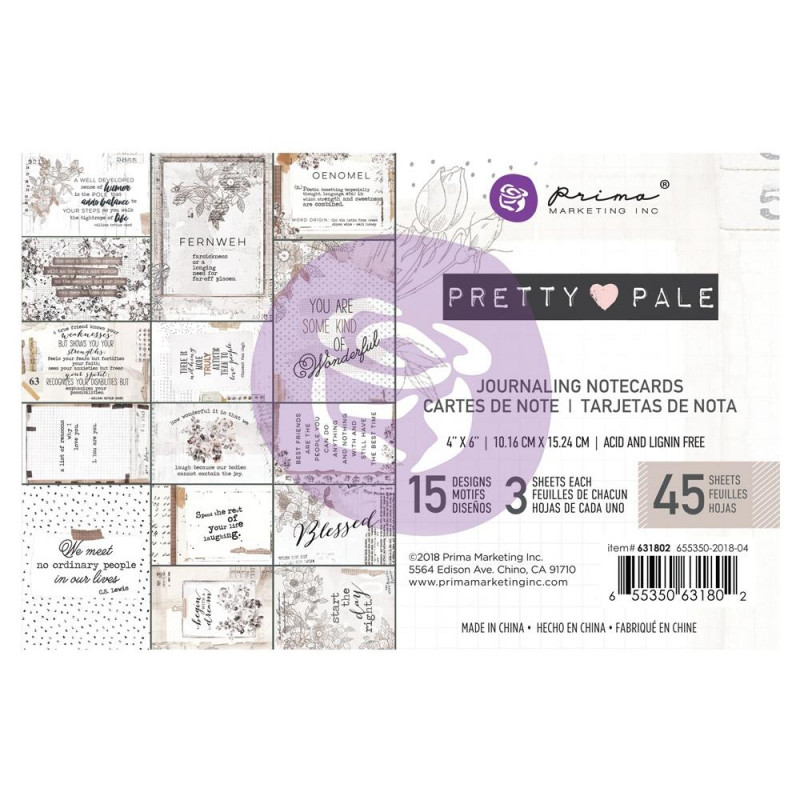 Набор карточек из коллекции "Pretty Pale" 15 штук