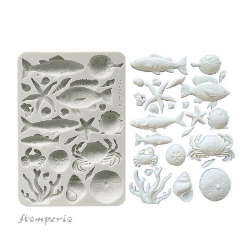Молд силиконовый SILENT SEA Shells and Fish Stamperia 