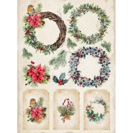 Лист с картинками для вырезания Vintage time 034 из коллекции "Yuletide"