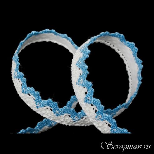 Текстильная лента на клеевой основе, цвет бело-синий