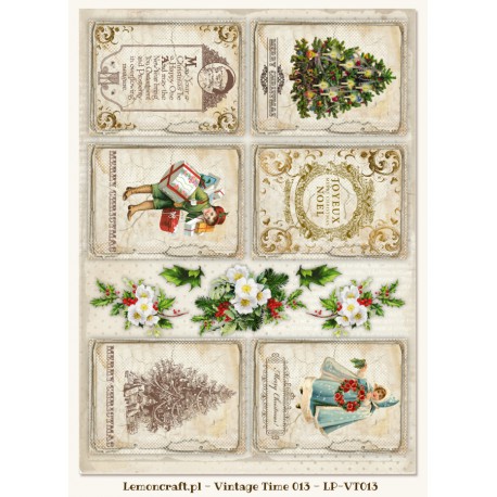 Лист с картинками для вырезания Vintage time 013 из коллекции "Christmas Carols"