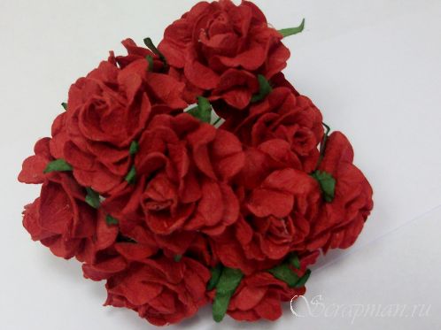 Роза открытая, цвет "Красный", 2,5см от магазина ScrapMan.ru