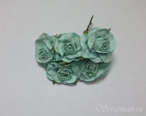 Роза открытая, цвет "Бирюзовый", 3,7см от магазина ScrapMan.ru