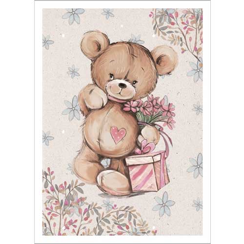 Тканевая карточка "Подарочек" из коллекции (Медвежата)