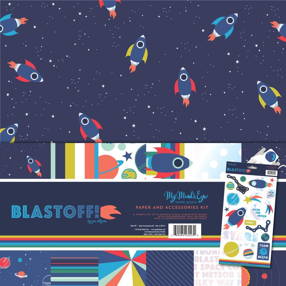 Набор бумаги (KIT) из коллекции "Blastoff" 6 листов + лист стикеров