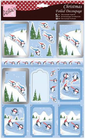 Лист высечек "Пингвины на лыжах"