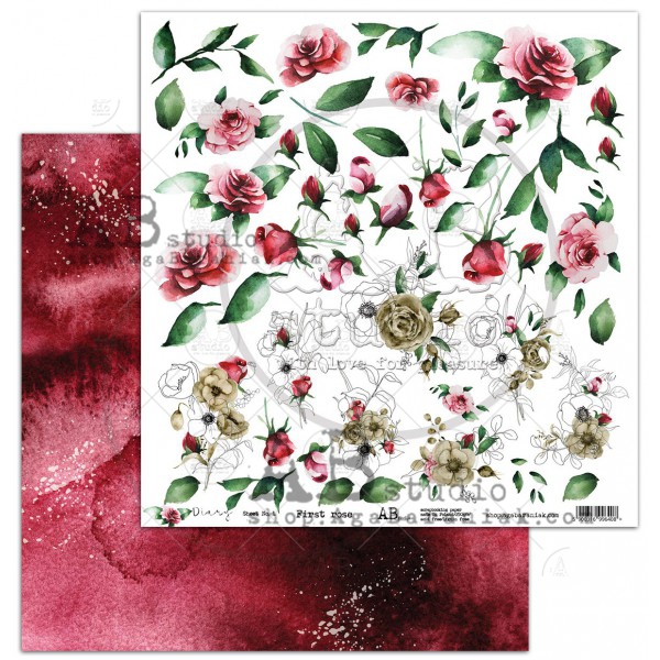Лист с картинками для вырезания First rose из коллекции "Diary"