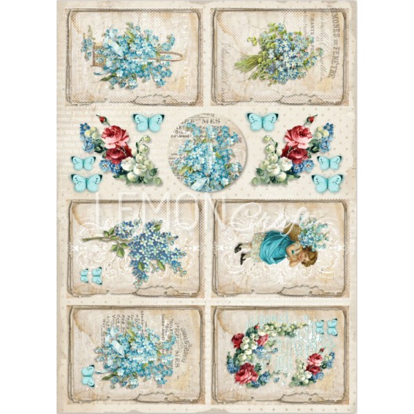 Лист с картинками для вырезания Vintage time 019 из коллекции Forget me not