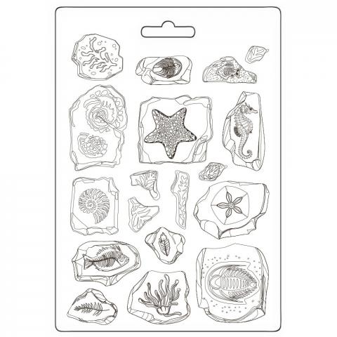 Молд пластиковый  SILENT SEA FOSSILS формат А5, Stamperia 