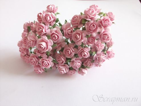 Открытая роза, цвет розовый, 1,2 см. от магазина ScrapMan.ru