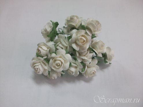 Открытая роза,15 мм.,цвет белый от магазина ScrapMan.ru